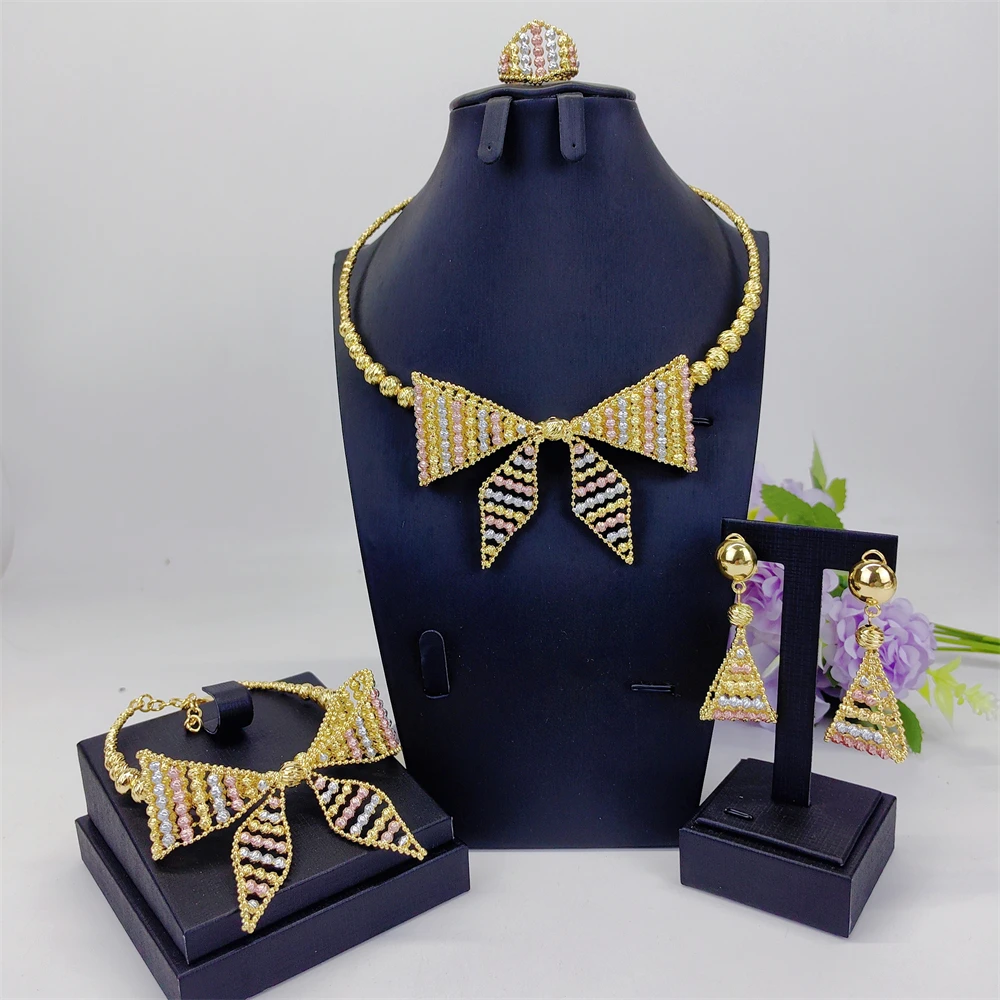 STAR 2026 New 3 Tone Round Beads Jewelry Set For Women Ethiopian Bridal Wedding Party Jewellery Mother's Birthday Gift On Sale