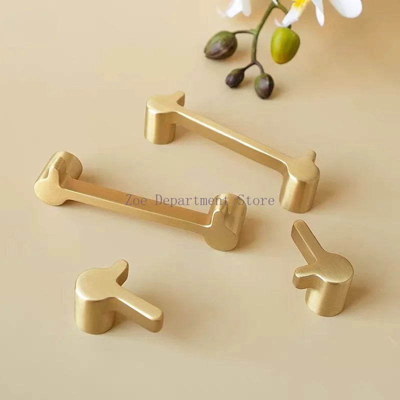 Thumb Nordic simple light luxury high-end solid brass handle gold wardrobe door shoe cabinet long handle