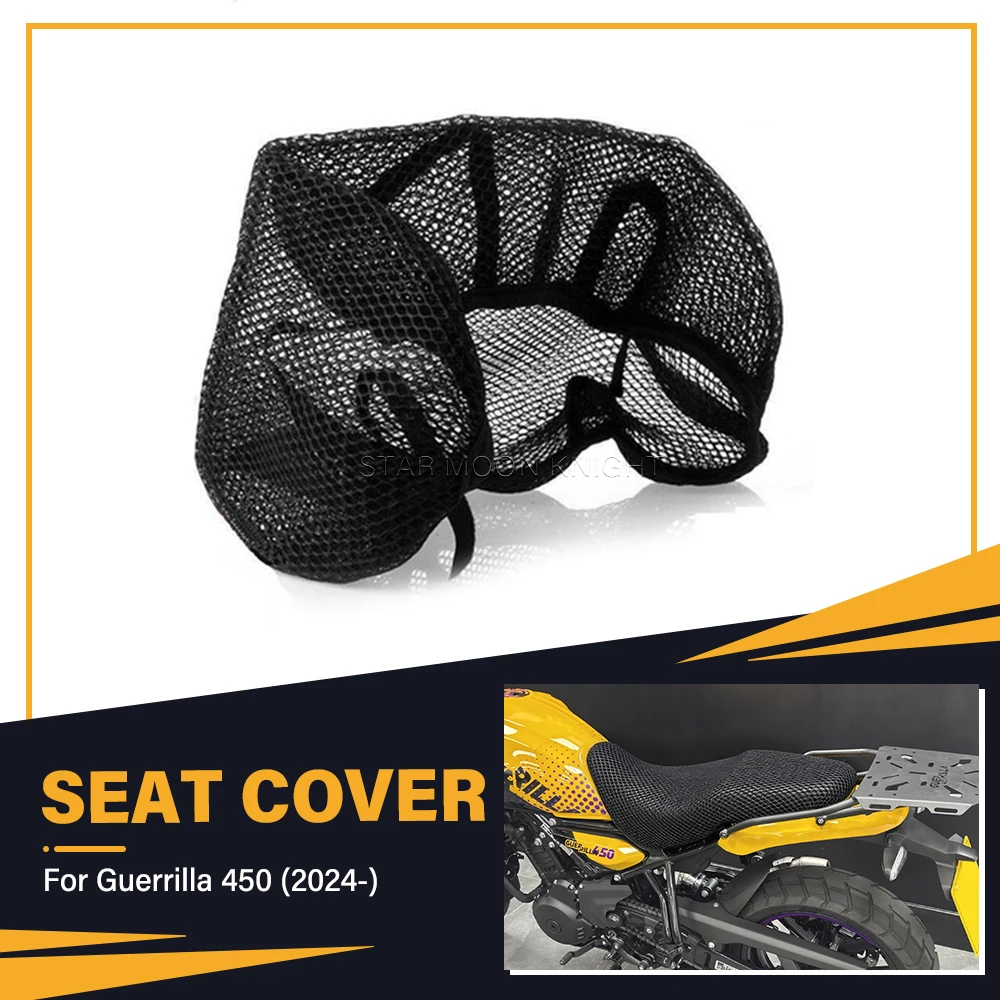 Breathable 3D Mesh Fabric Motorcycle Seat Cover For Guerrilla 450 2024- Seat Protect Cushion Seat Cover Motorcycle Accessories