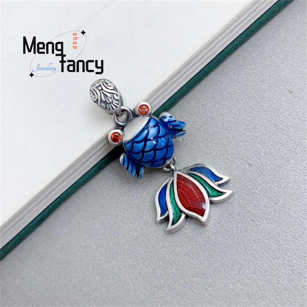 

S925 Sterling Silver Koi Goldfish Personalised Pendant Chinese Style Accessories Small Fish Tassel Necklace Fashion Fine Jewelry