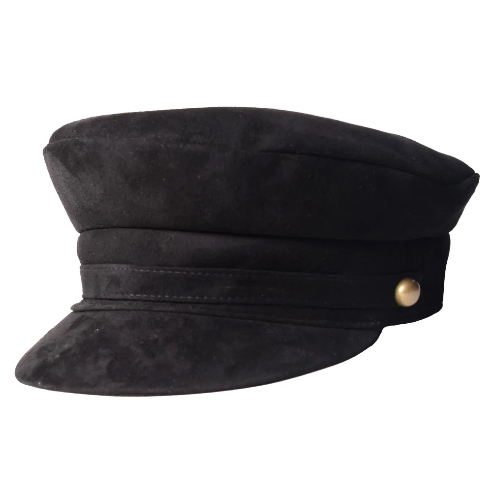 Women's Men's Real Suede Leather Fashion Military Beret Naval Hat Newsboy Caps/Hats