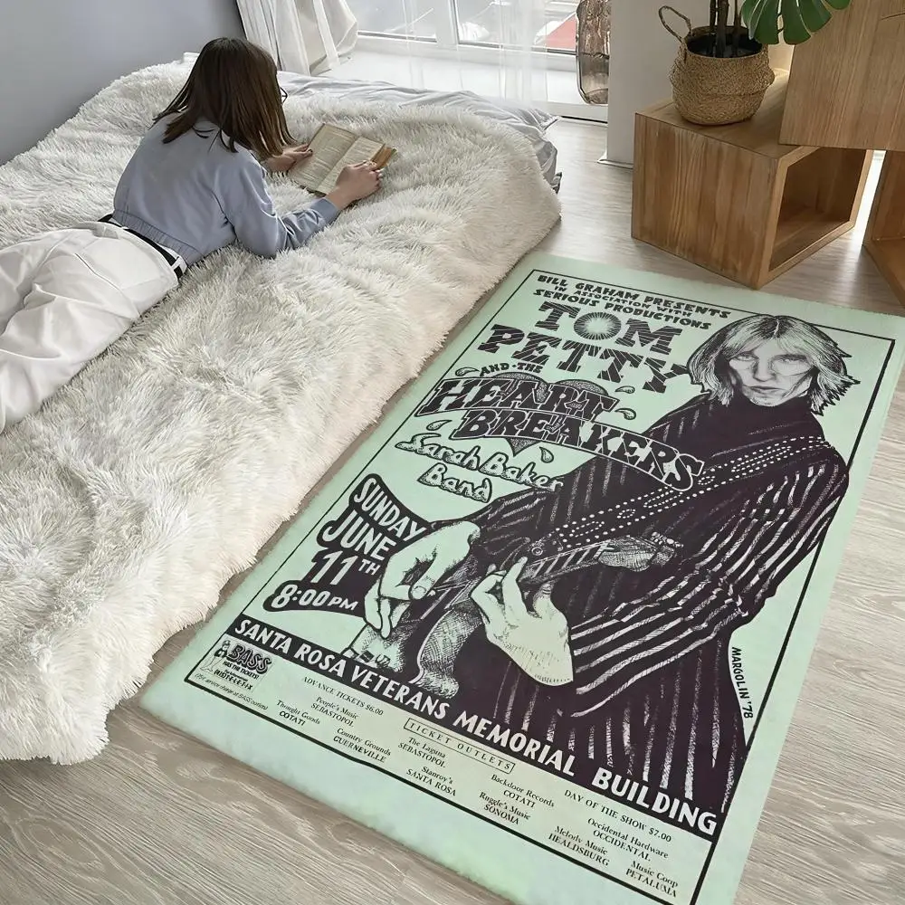 

Tom Pettys T-the heartbreakers Floor Mat Soft Thickened Non-Slip Door Mat for Living Room Home Decor Flannel Rugs