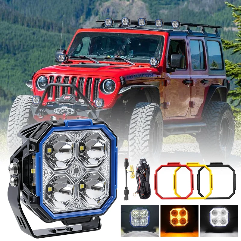 

3 Inch Side LED Work Lights Amber White Side Shooter Off Road Light Fog Driving Work Light for Truck Boat SUV with Wire
