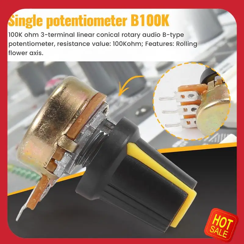 

A08I 5 Piece 100K Ohm 3 Terminals Linear Taper Rotary Audio B Type Potentiometer Pot