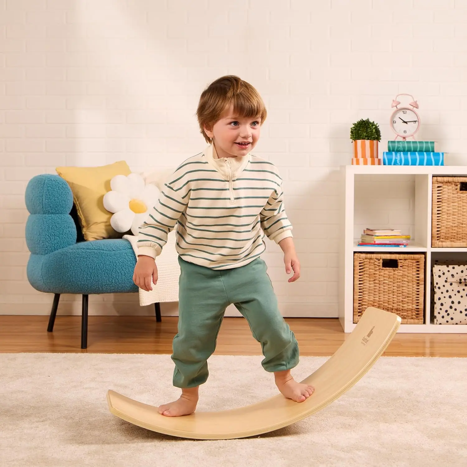 Toddler Play, Wooden, Light Brown, Montessori Style for Core Strength and Coordination