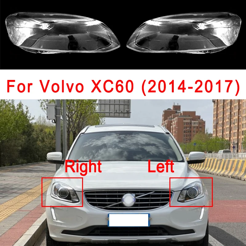 For Volvo XC60 2014 2015 2016 2017 Car Transparent Headlight Cover Lampshade Front Headlamp Shell Lamp Shade Headlight Lens