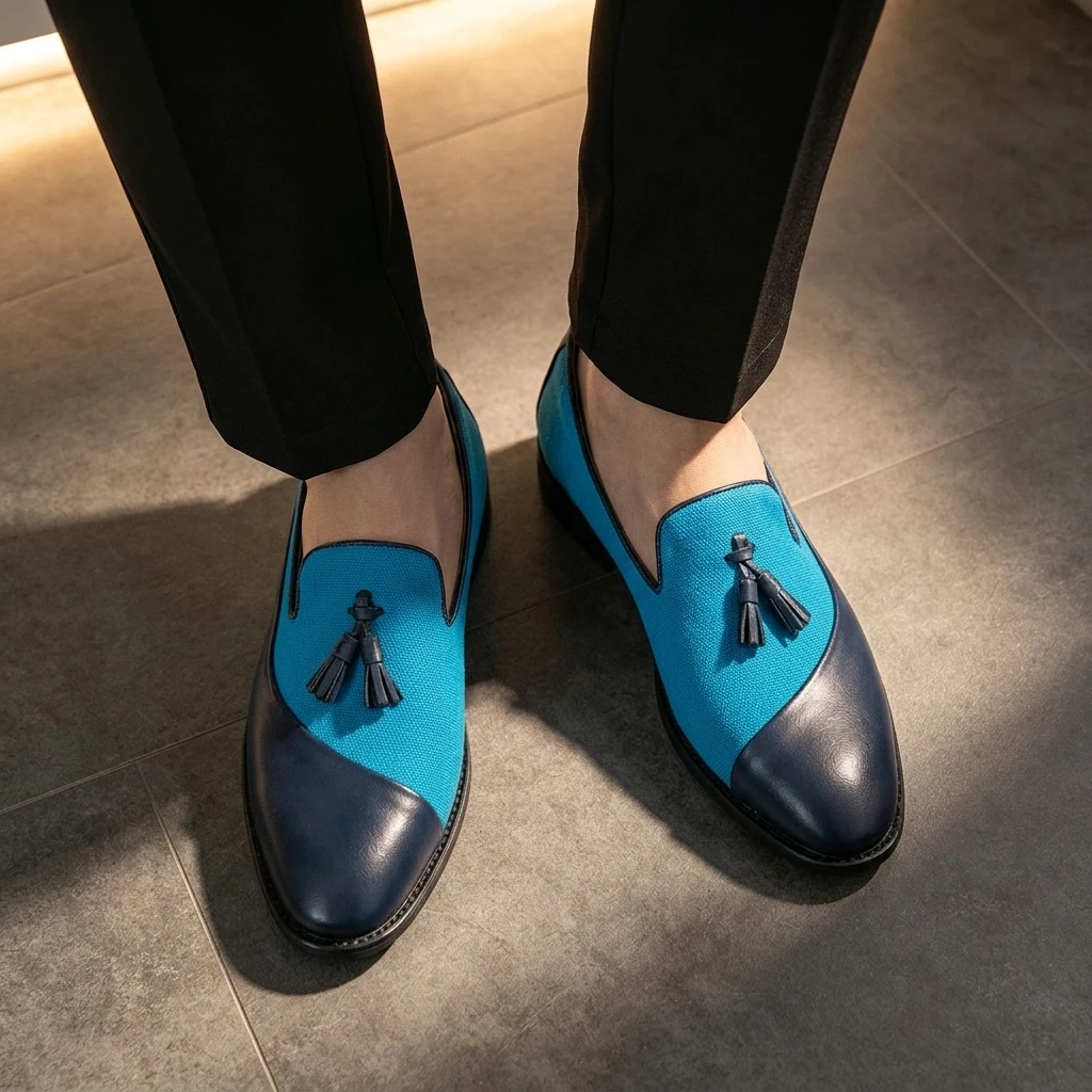 Large Size 38-48 Men Casual Loafers Black Blue Color Casual Comfortable Business Office Pointed-toe Casual Leather Shoes Men