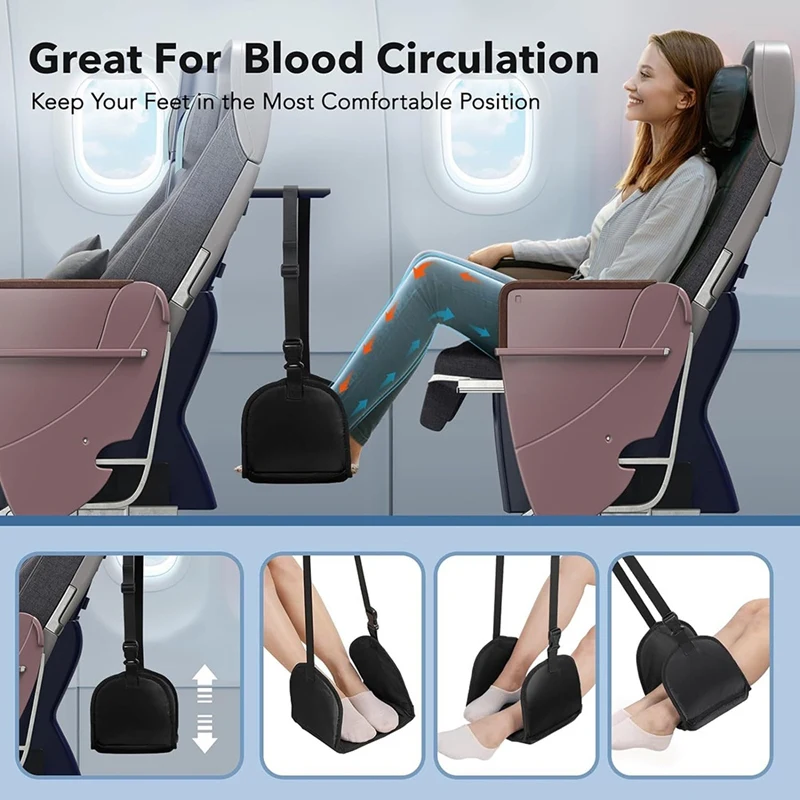 Abae-rede relaxante para pés, rede ajustável para pés de avião para viagens de escritório, rede relaxante sob a mesa para descanso de pés
