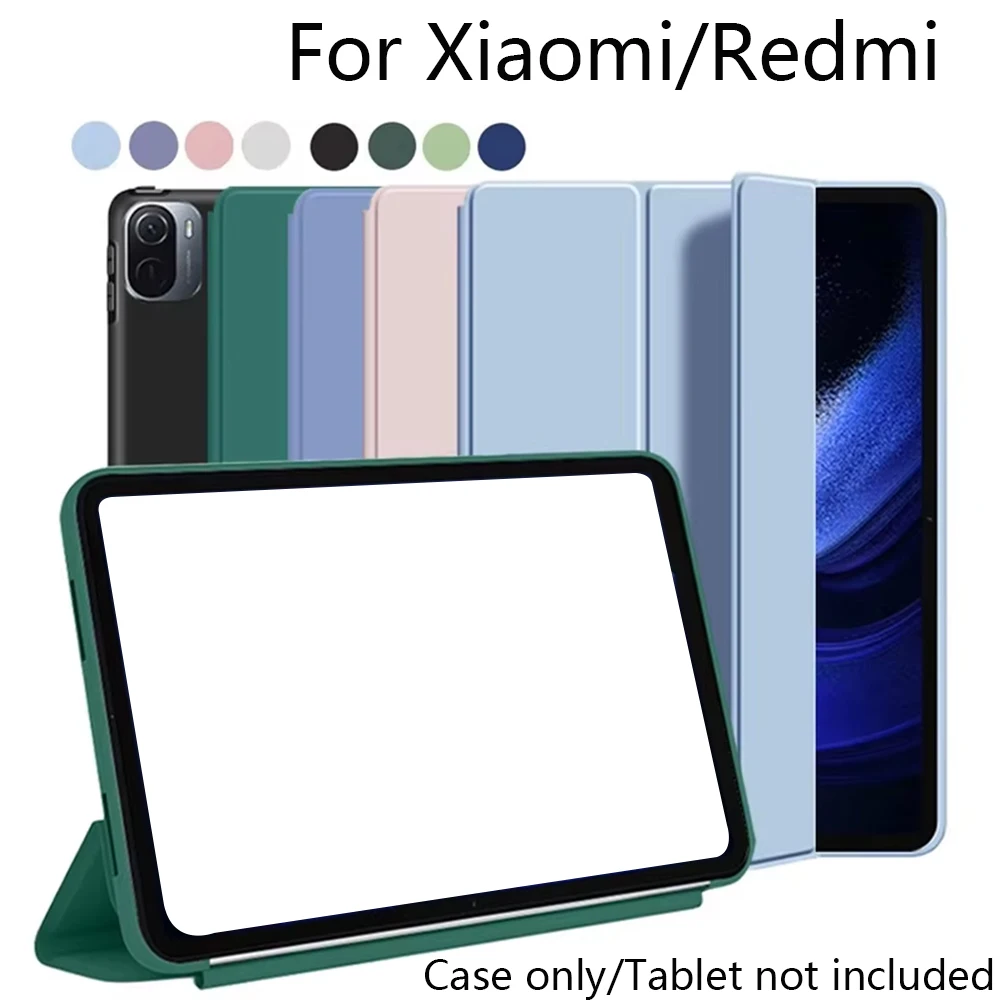 case for Xiaomi Pad 5 6 7 8 Pro Redmi Pad SE 8.7 Redmi Pad 2 2025 Slim Trifold Stand Protective Cover with Soft TPU Back