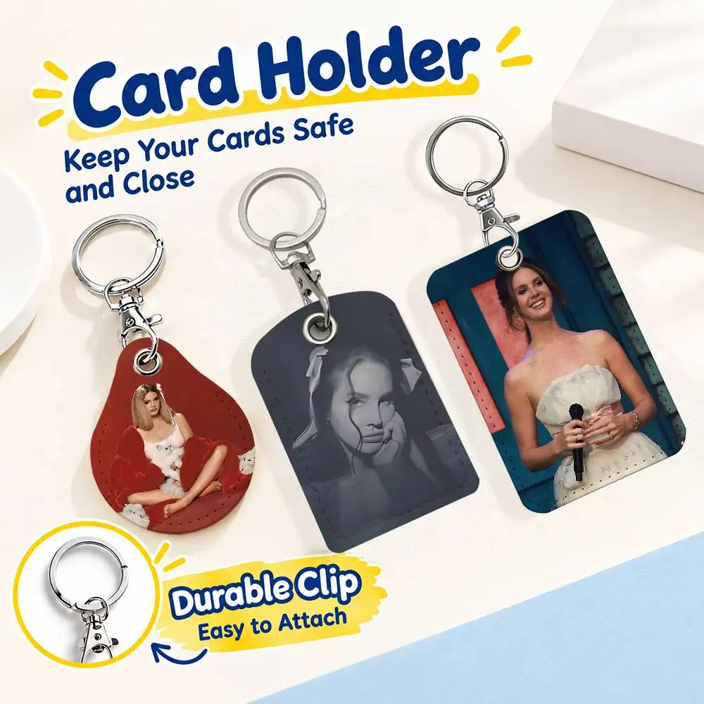 FOR Lana Del Rey Card Holder Keychain Key Ring Door Lock Access Protective Case For Security Gift