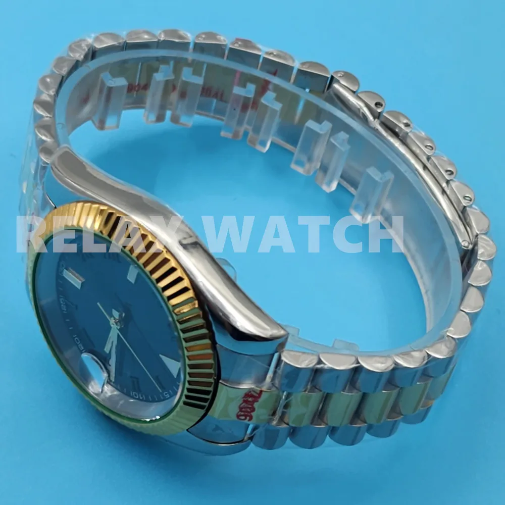 36MM 39MM Sapphire Glass PVD Yellow Gold Bezel Stainless Steel Watch Japanese NH35 Automatic Mechanical Movement