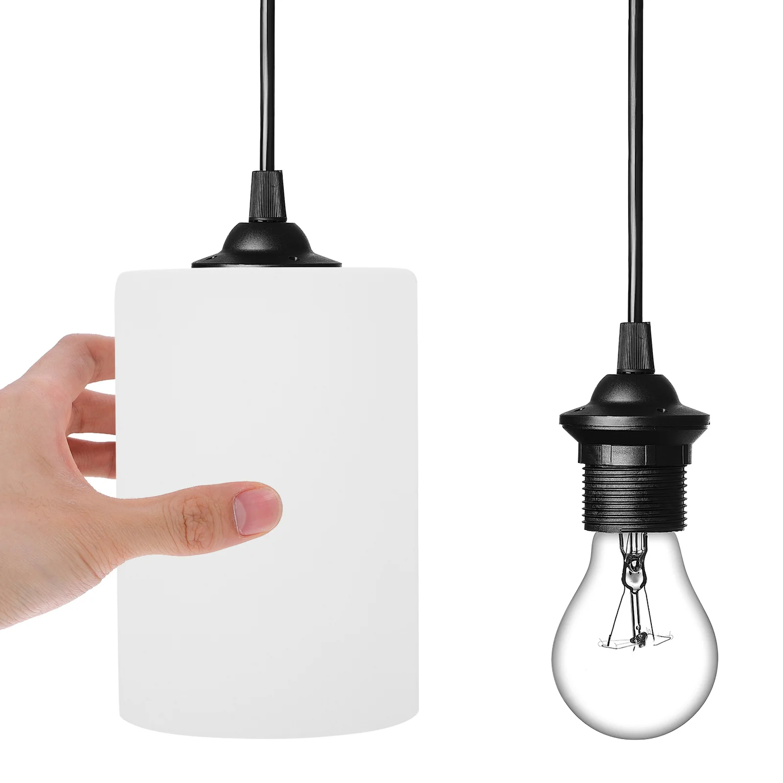 

Milk White Glass Lampshade for Hanging Ceiling Light Modern Farmhouse Decor Cylinder Shade Replacement Easy Install