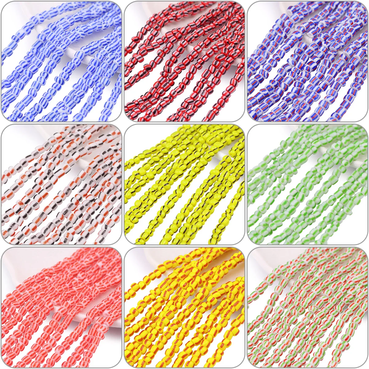 1Strands 3-5mm Stripe Round Hole Fashion Czech Lampwork Seed Beads for Jewelry Making DIY Handmade Embroidery Necklace Wholesale