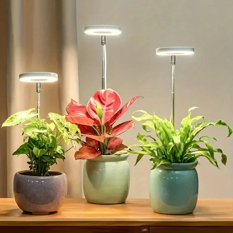 LED ในร่ม Angel แหวน Plant Growth Light USB 5V Retractable ความสูงเต็มสเปกตรัมจําลองแสงแดดพืช 2/4 /8H เปิด/ปิดจับเวลา