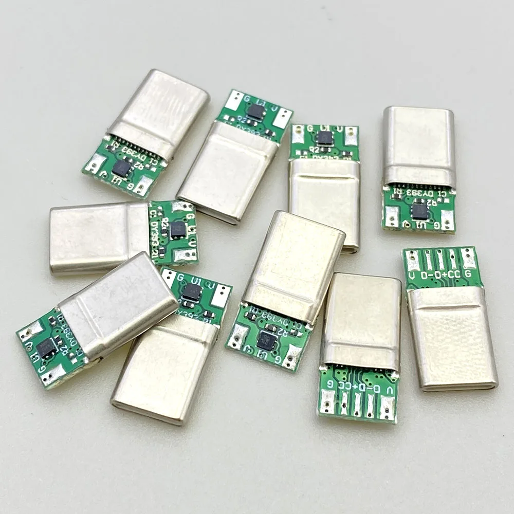 15Set 7pin PD100W  USB 3.1 Type-C Connector Male Receptacle Adapter to Solder Wire Cable 20V 5A High Current Support PCB Board