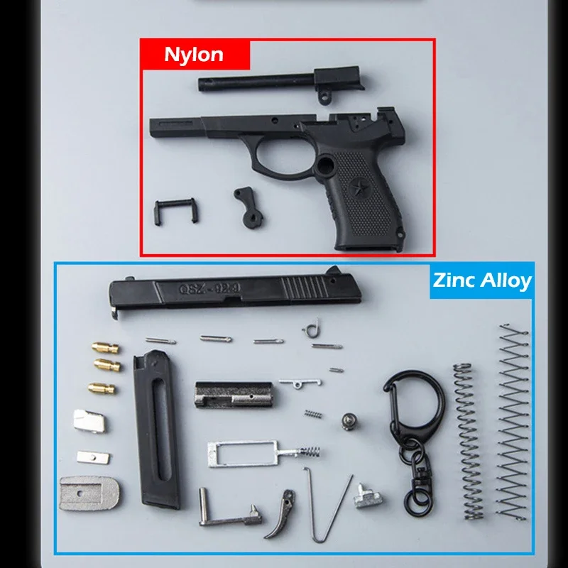 2024 new 1: 3 Mini Alloy QSZ92 Pistol Keychain Toys Detachable Metal Gun Toy Creative Gifts (throwing Shell) (can Not Shot)