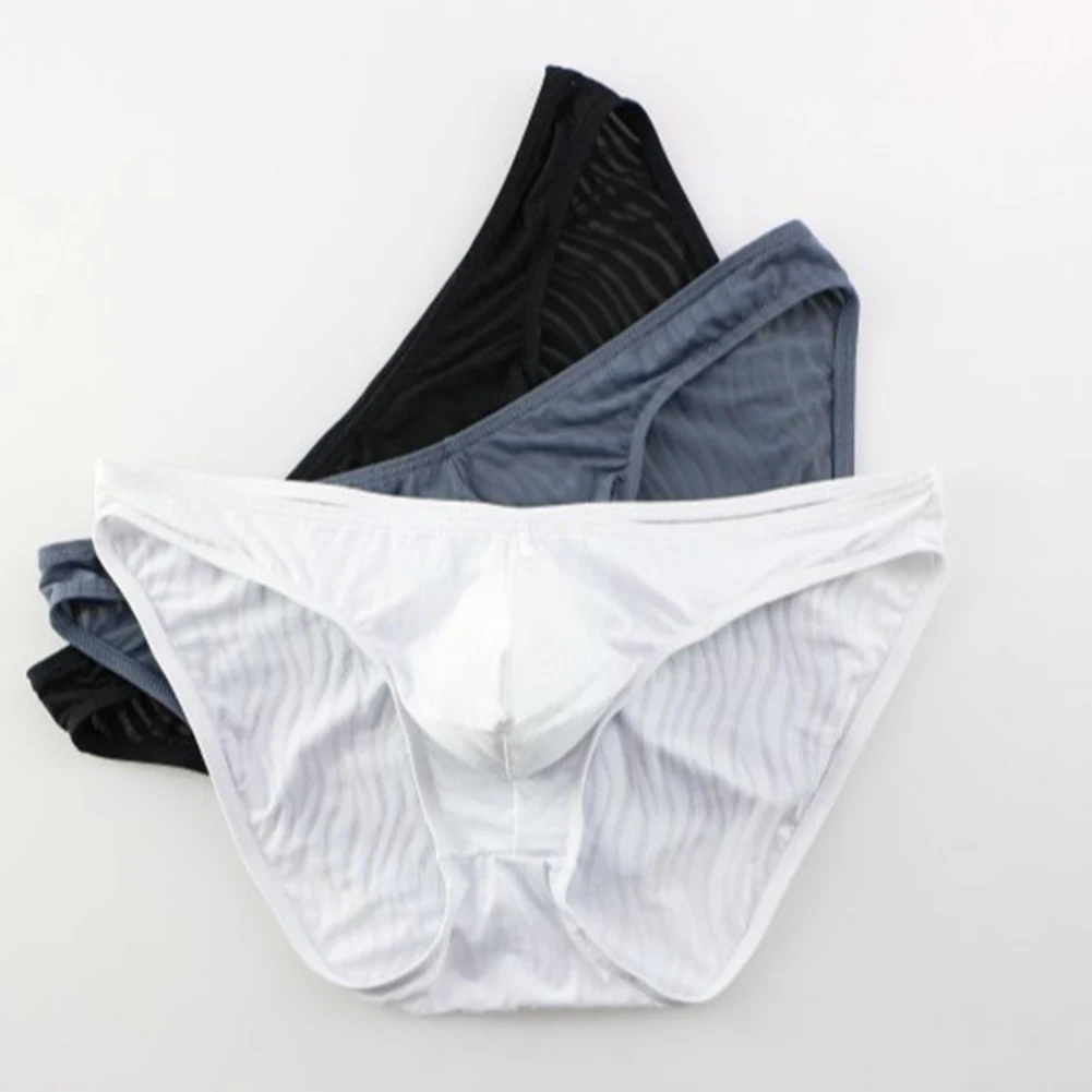 Men Solid Color Thin Lingeries Sexy Hot Quick Dry Breathable Brazilian Underwear Underpants Men's Triangular Panties Soft Briefs