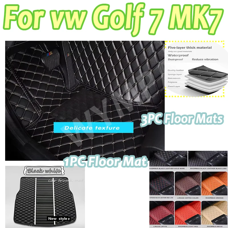

Luxury Car Floor Mats For VW vw Golf 7 MK7 2020 2019 2018 2017 2016 2015-2013 Auto Styling Protect Covers Carpets Interior pads