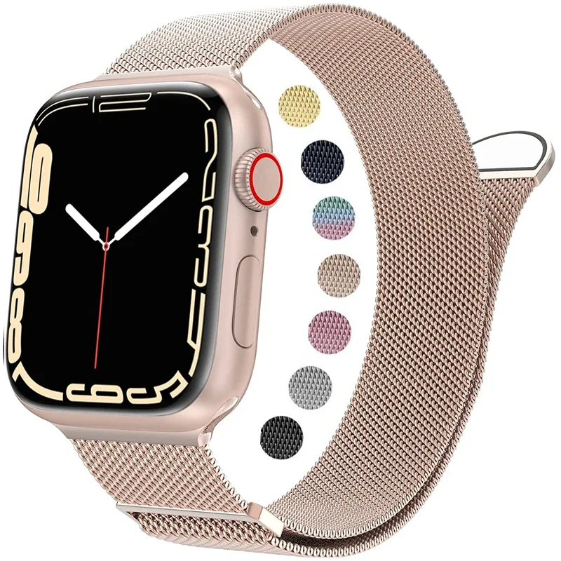 

Миланский ремешок-петля для Apple Watch Band 44 мм, 40 мм, 45 мм, 41 мм, 42 мм, 38 мм, 45 44 мм, браслет iWatch Series 3 5 6 SE 7 8 Ultra 49 мм