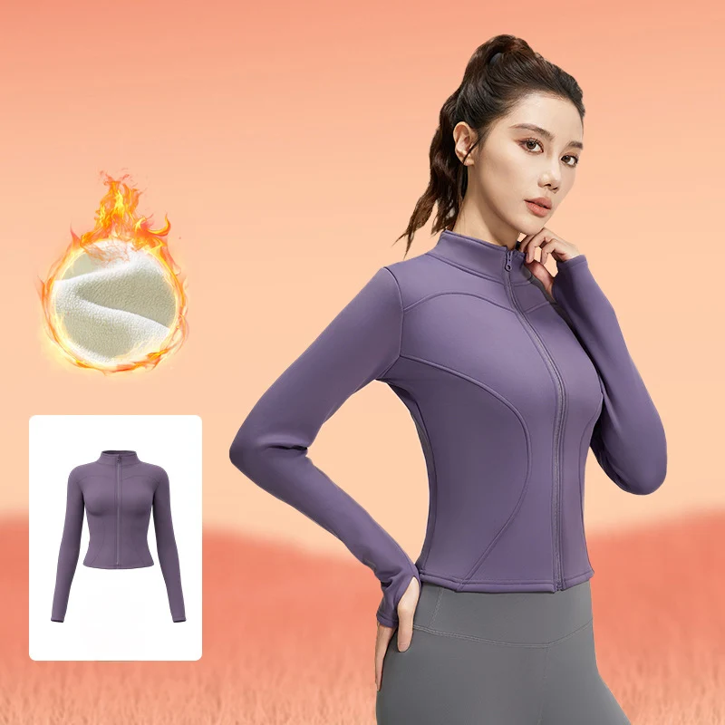 

Thickened Fleece Yoga Jackets Women Autumn Winter Half Turtleneck Zipper Fashion Sportswear Outdoor Running Fitness Thermal Coat