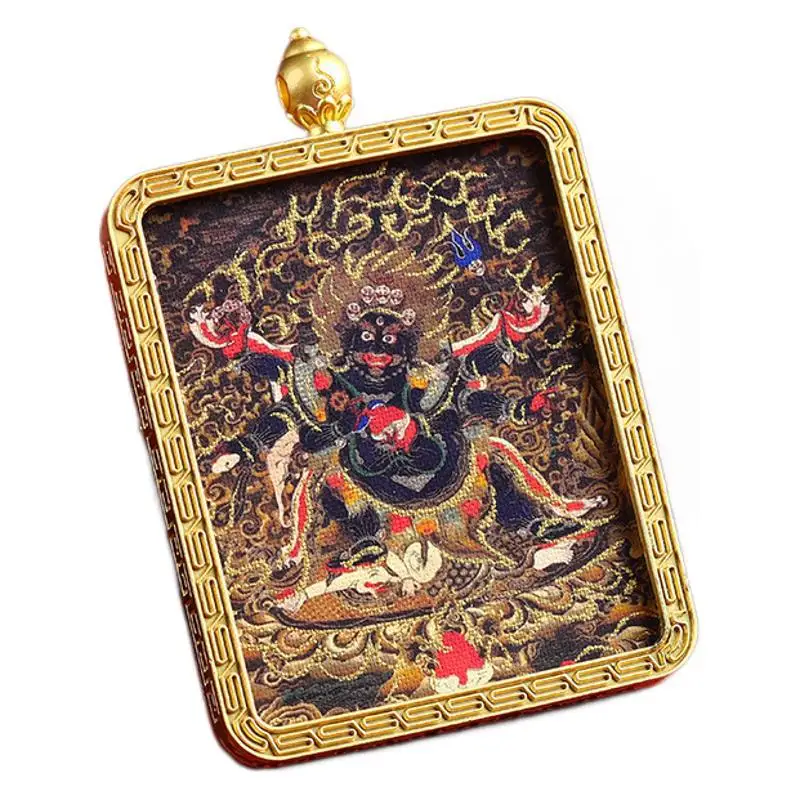 المعلقات الذهبية الثانغكا رسمت باليد النمط التبتي السماء السوداء العظيمة ماستر طويل Wuye الرجال النساء تعويذة التأمل مجوهرات