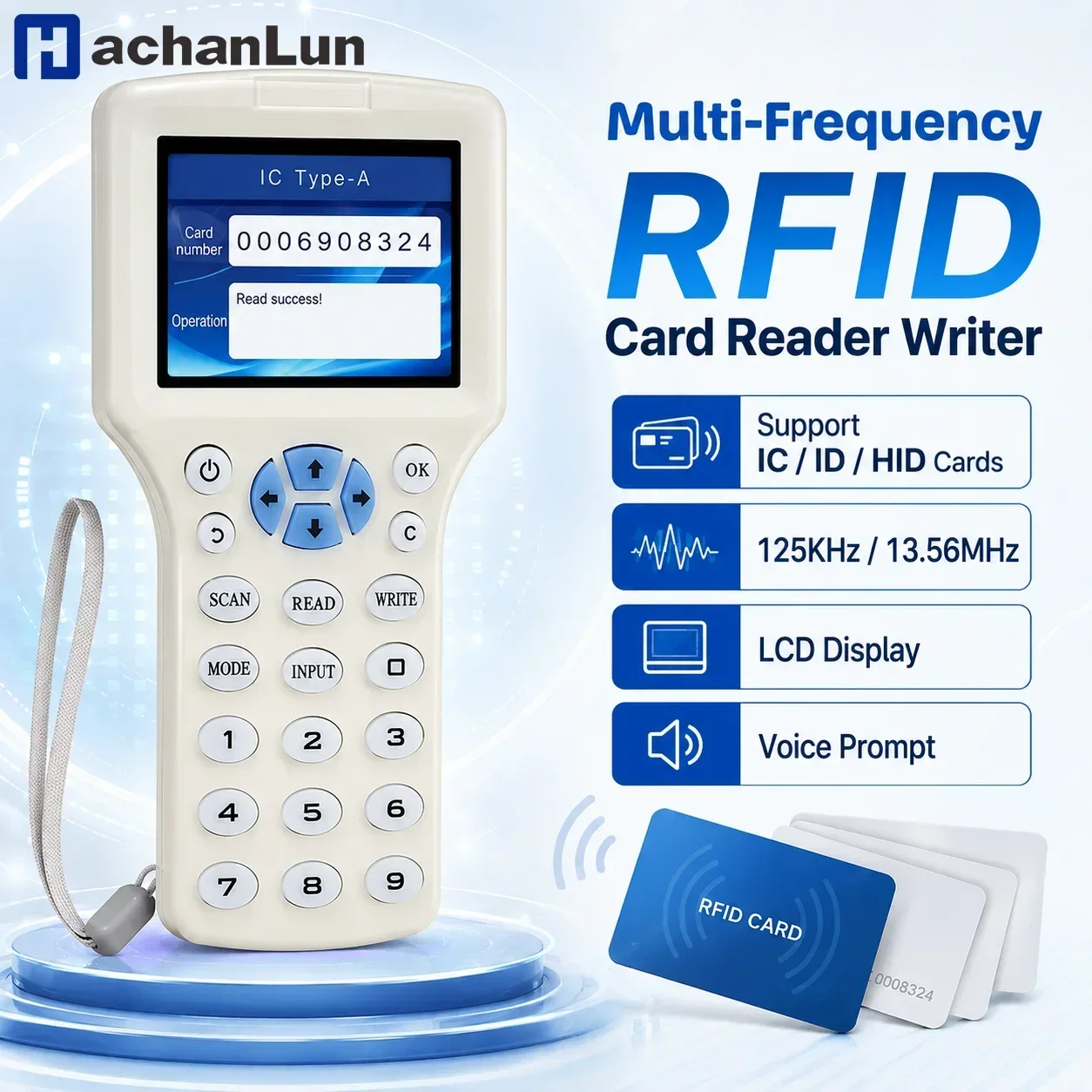 10 Frequency RFID NFC Duplicator 125KHz 13.56MHz Smart Card Reader Writer USB Programmer Encrypted Key Fob Tag Replicator Copier – Detail 1
