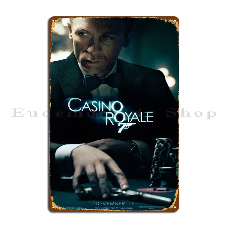 Casino Royale Agent 007 Metal Plaque Poster Living Room Garage Customize Wall Decor Garage Decoration Tin Sign Poster