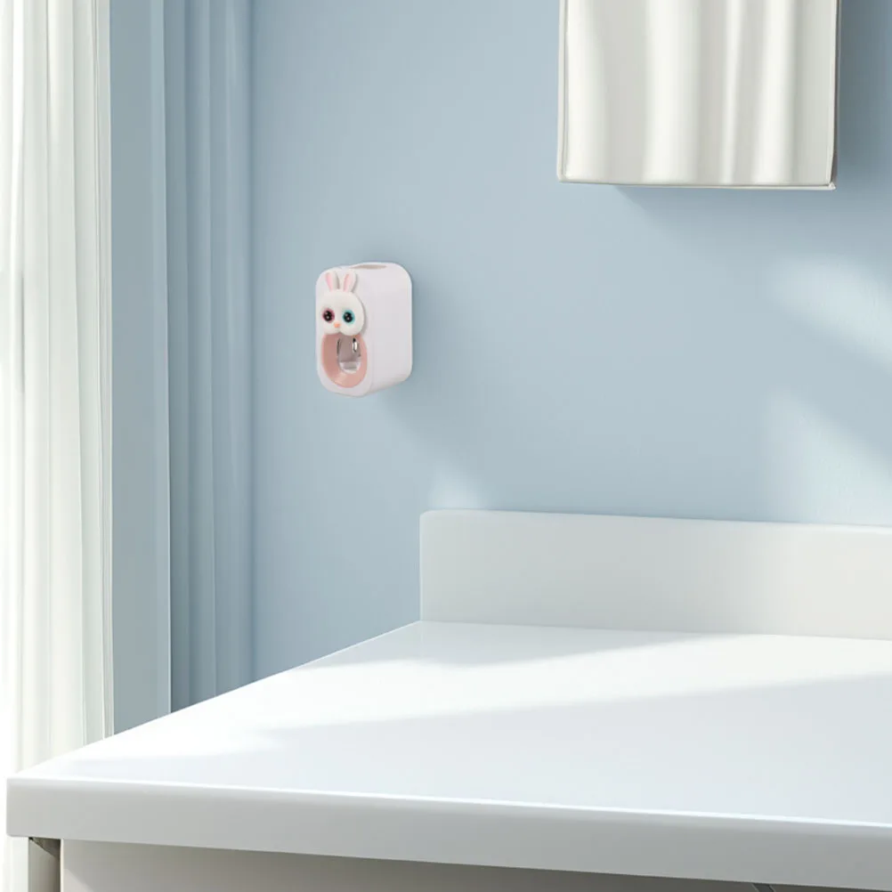 

2Pcs Automatic Toothpaste Dispenser Wall Mounted Rabbit Design Space-Saving Plastic Bathroom Gadget Kid-Friendly Toothpaste Pump