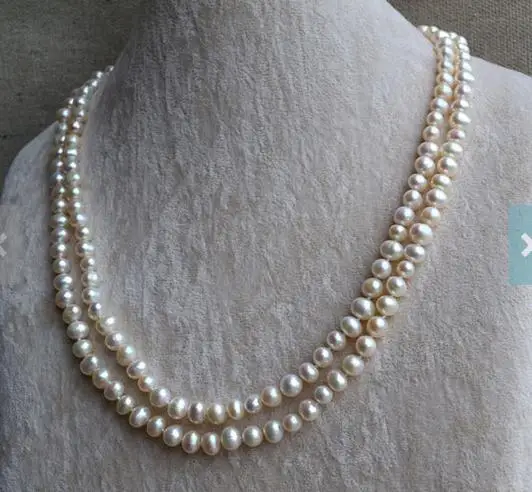 2023 New Arrival Long Pearl Necklace 40 inches 6-7mm White Genuine Freshwater Pearl Jewelry for Women Wedding Birthday Gift