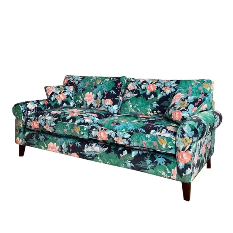 

American pastoral color velvet fabric living room sofa small apartment living room can be disassembled and washed,
