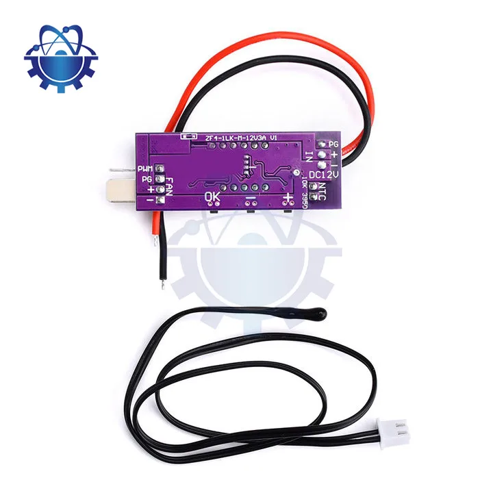 DC12V PWM Fan Temperature Control Regulator Small 4-Wire Temperature And Speed Digital Display Supports 3A 2-3P Plug Probe Lead