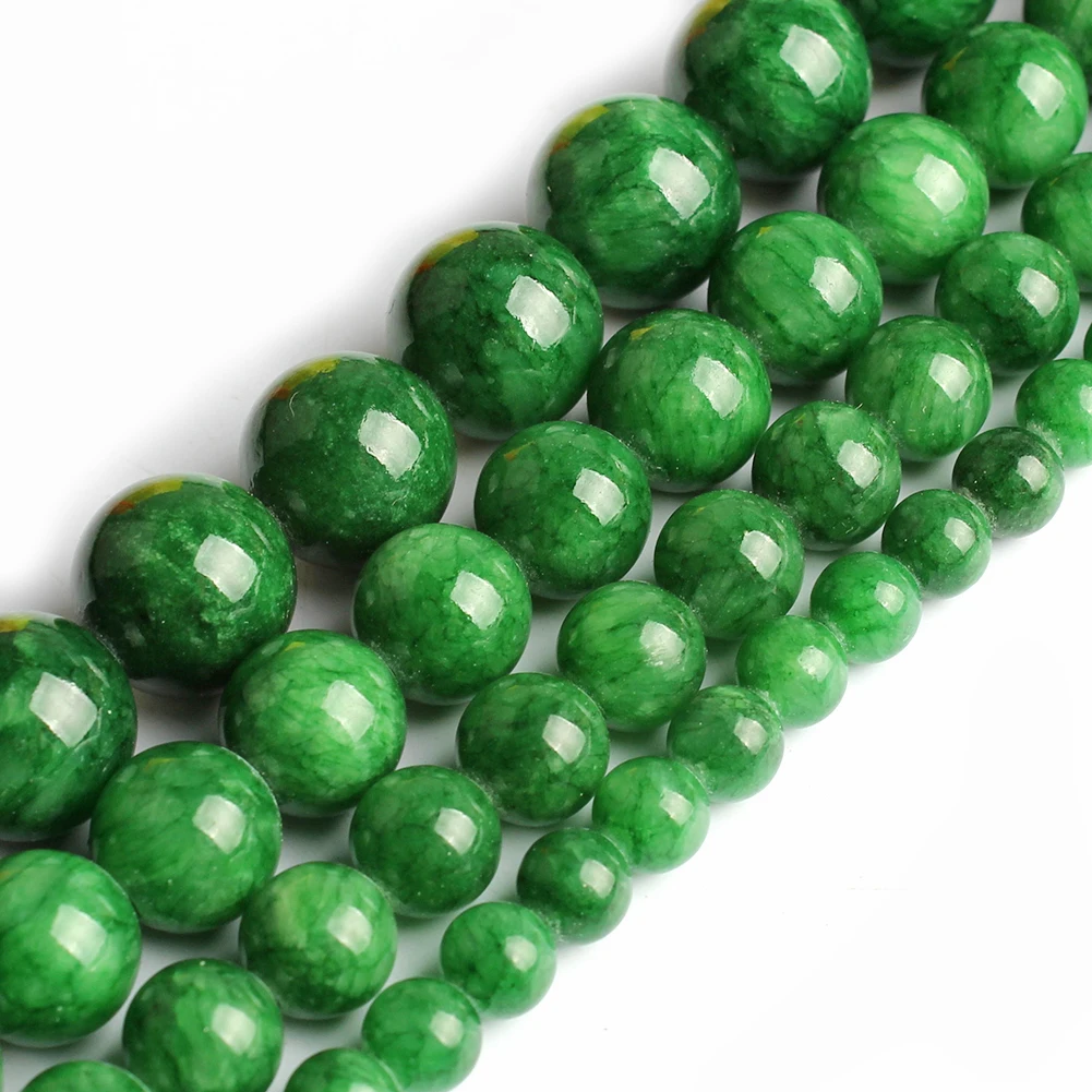 Natural Stones Green Agate Jade Jasper Tiger Eye Beads Round Loose Jewelry Beads for Making Bracelets DIY Accessories 15inch