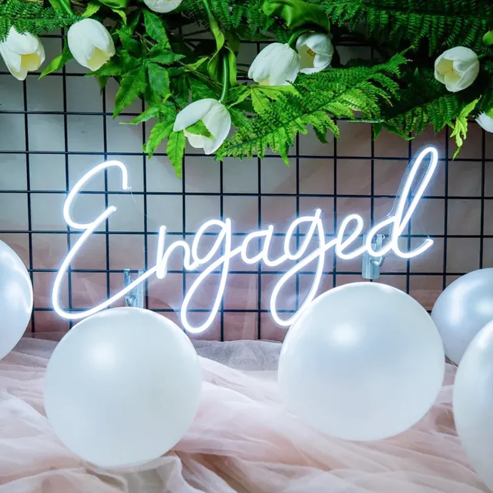 Engaged Wedding Arrangement Neon Sign Led Light Bedroom Art Wall Decoration Anniversary Engagement Proposal Gift Lamps