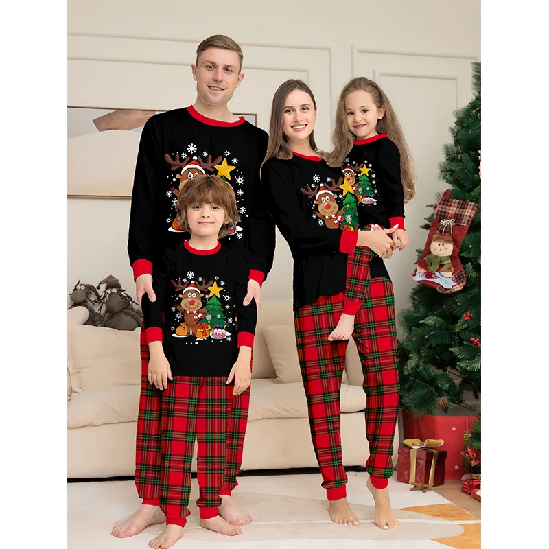 2025 Christmas Outfit Pajamas Family Matching Adult Kids News Xmas Pyjamas Clothes Set Baby Rompers Casual Sleepwear Family Look