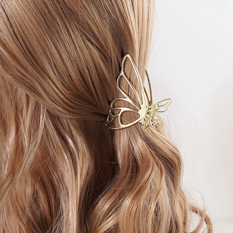 Elegant Metal Butterfly Hair Clip for Women Gold Silver Hollow Out Hair Claw Barrettes Girls Hairpin Hair Accessories Headwear