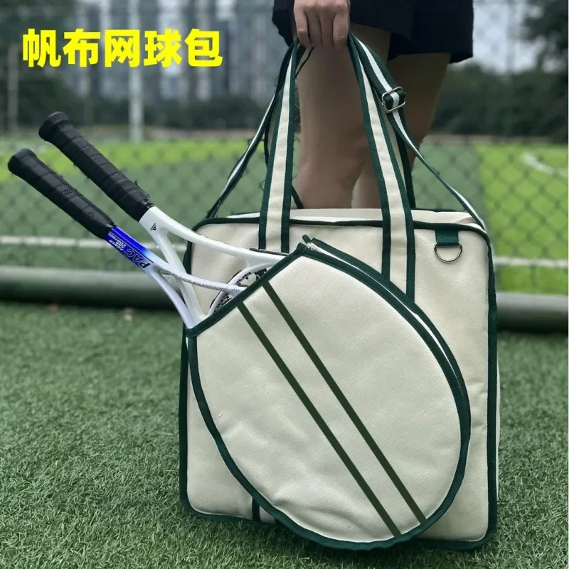 Badminton Bag One Shoulder Portable Racket Bag Men's and Women's Sports Canvas Tennis Bag Multifunctional Pickleball