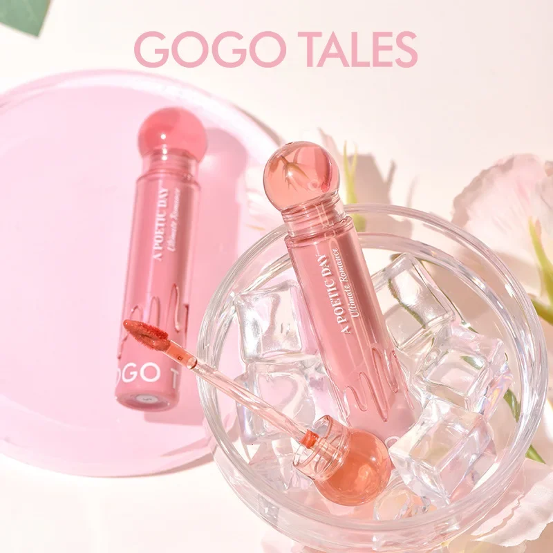 Gogotales Small Pink Ball Refractive Water Mirror Lip Glaze Lip Honey Moisturizing Lip Cosmetics