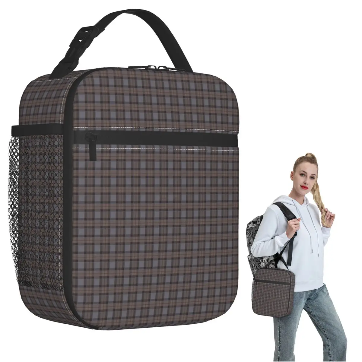 

Outlander Plaid - Fraser Tartan Insulated Lunch Bag for Women Children Leakproof Food Boxes Thermal Lunch Box Tote