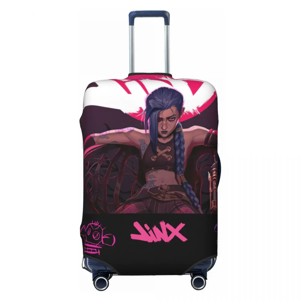 

Funny Hot Anime Arcane Jinx Luggage Cover Protector Dust Proof Travel Suitcase Covers