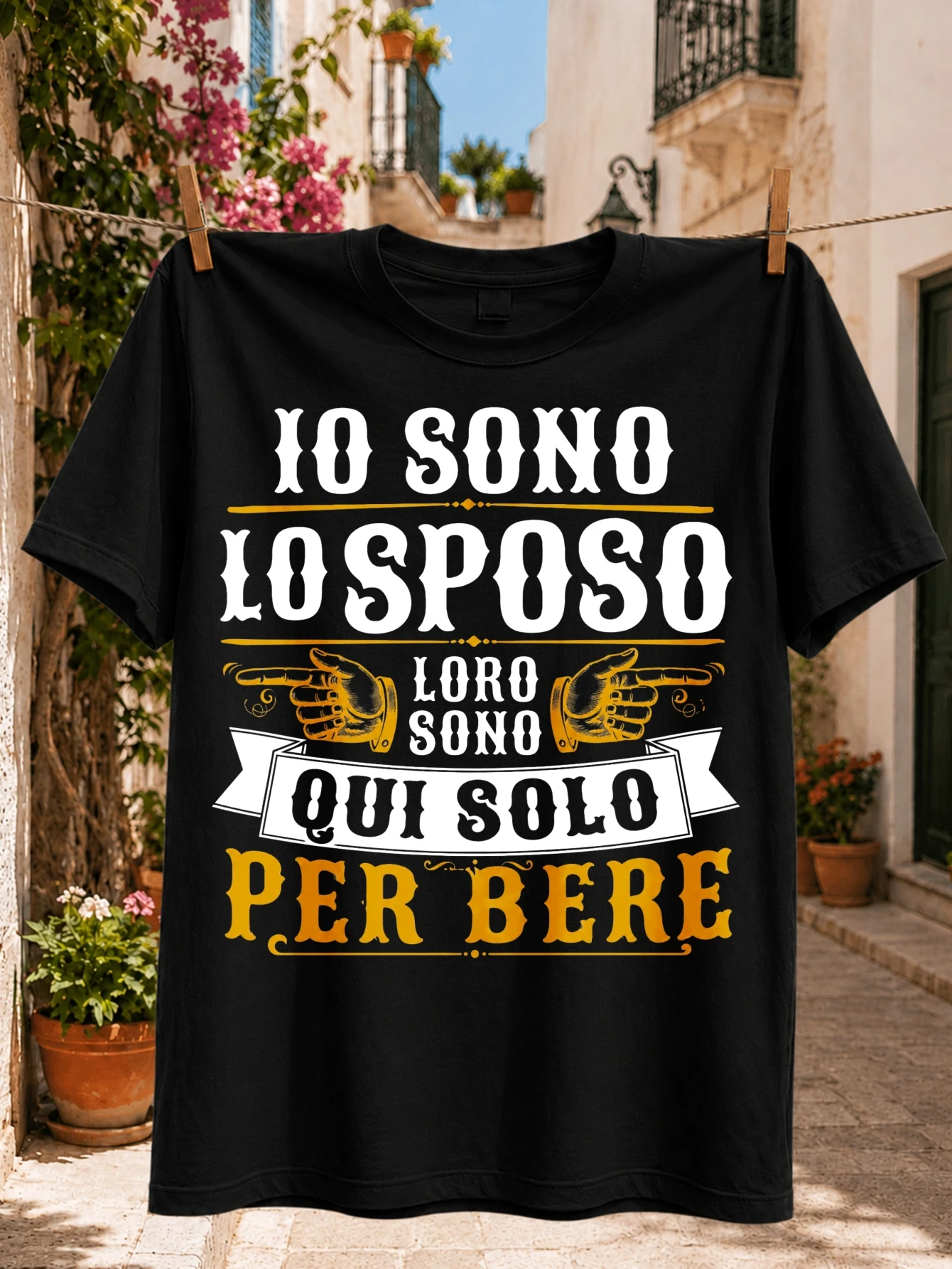 Men Grooming Quotes Short - Western Graphic with Italian Groom Drinking