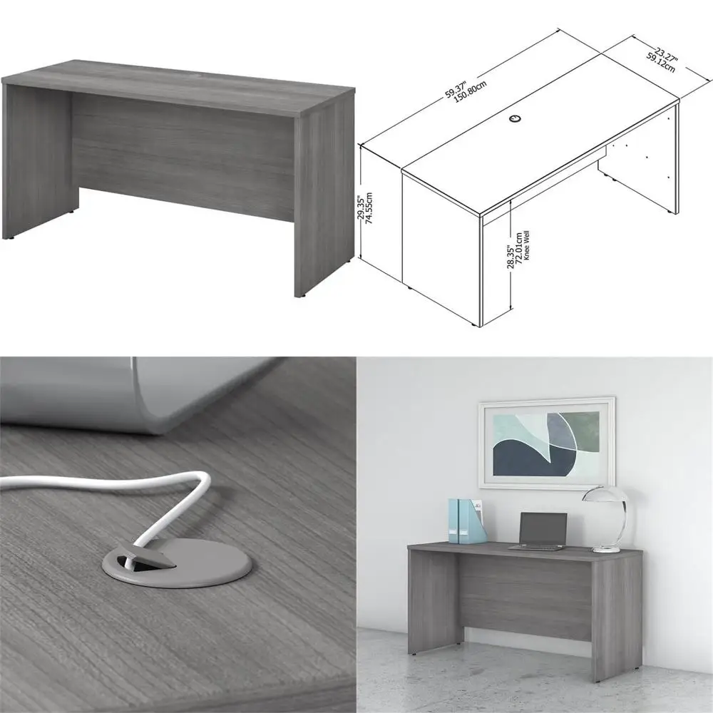 bush business furniture studio c collection desk/credenza/return, platinum gray