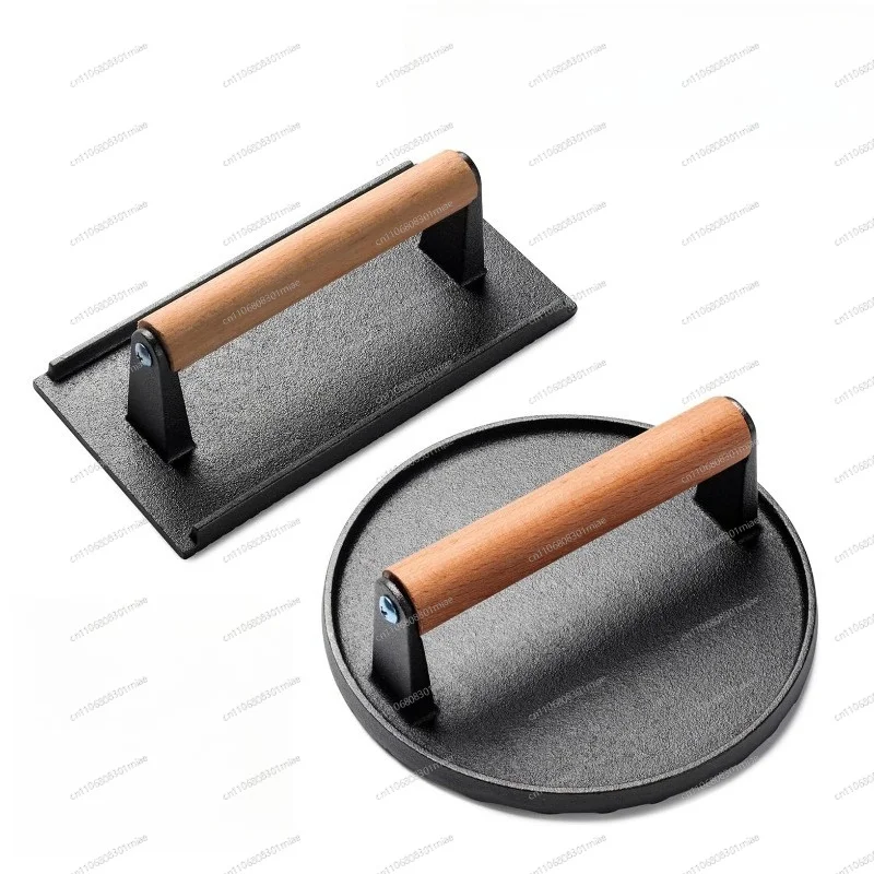 Cast Iron Meat Press, Uncoated Grill Press for Burger Steak, Outdoor BBQ Griddle Tool