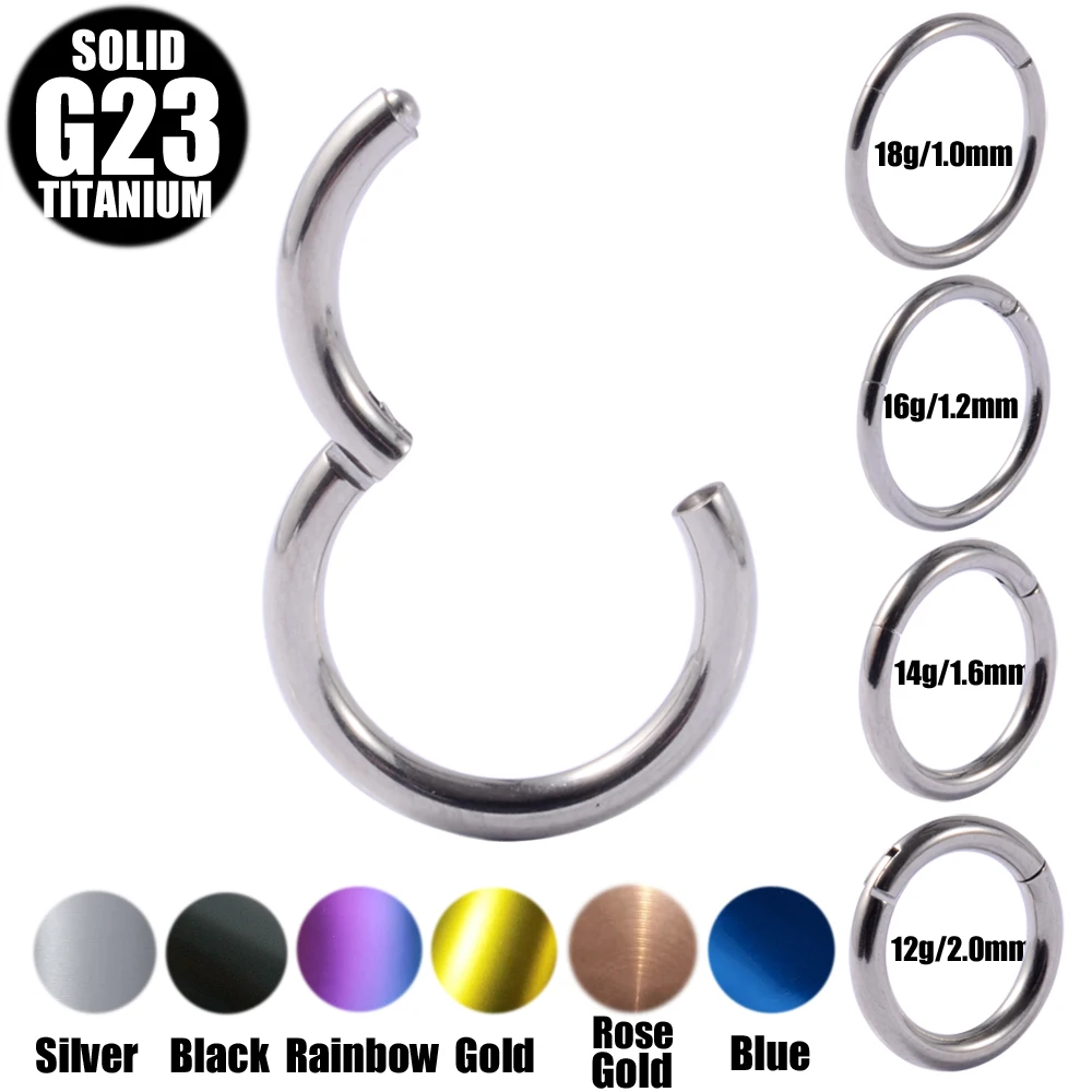 1PC G23 Titanium Segment Hinged Nose Rings Lip Eyebrow Nipple Clicker Ear Septum Helix Tragus Captive Piercing  Jewelry