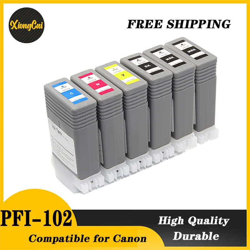 5 pcs/ 6pcs PFI-102 PFI102 Ink Carttidge With Chips And Ink For Canon iPF500 iPF510 iPF600 iPF605 iPF610 iPF700 iPF710