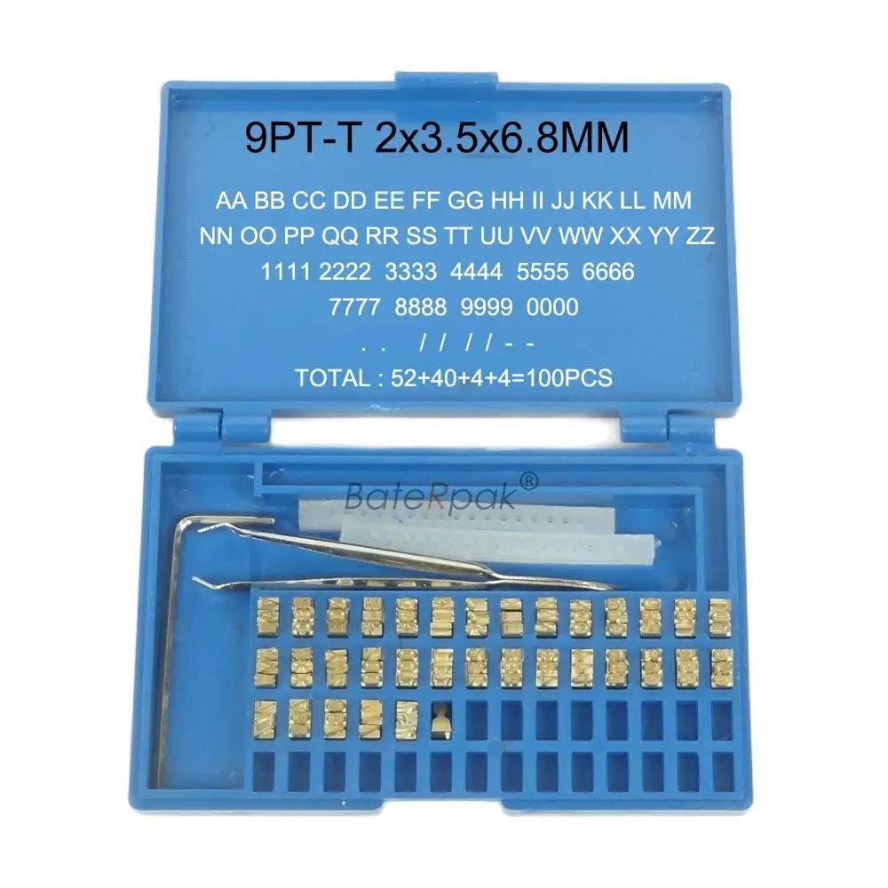 

BateRpak 9PT-T 2x3.5x6.8MM Brass Character MY-380 Coding Machine Brass Letters