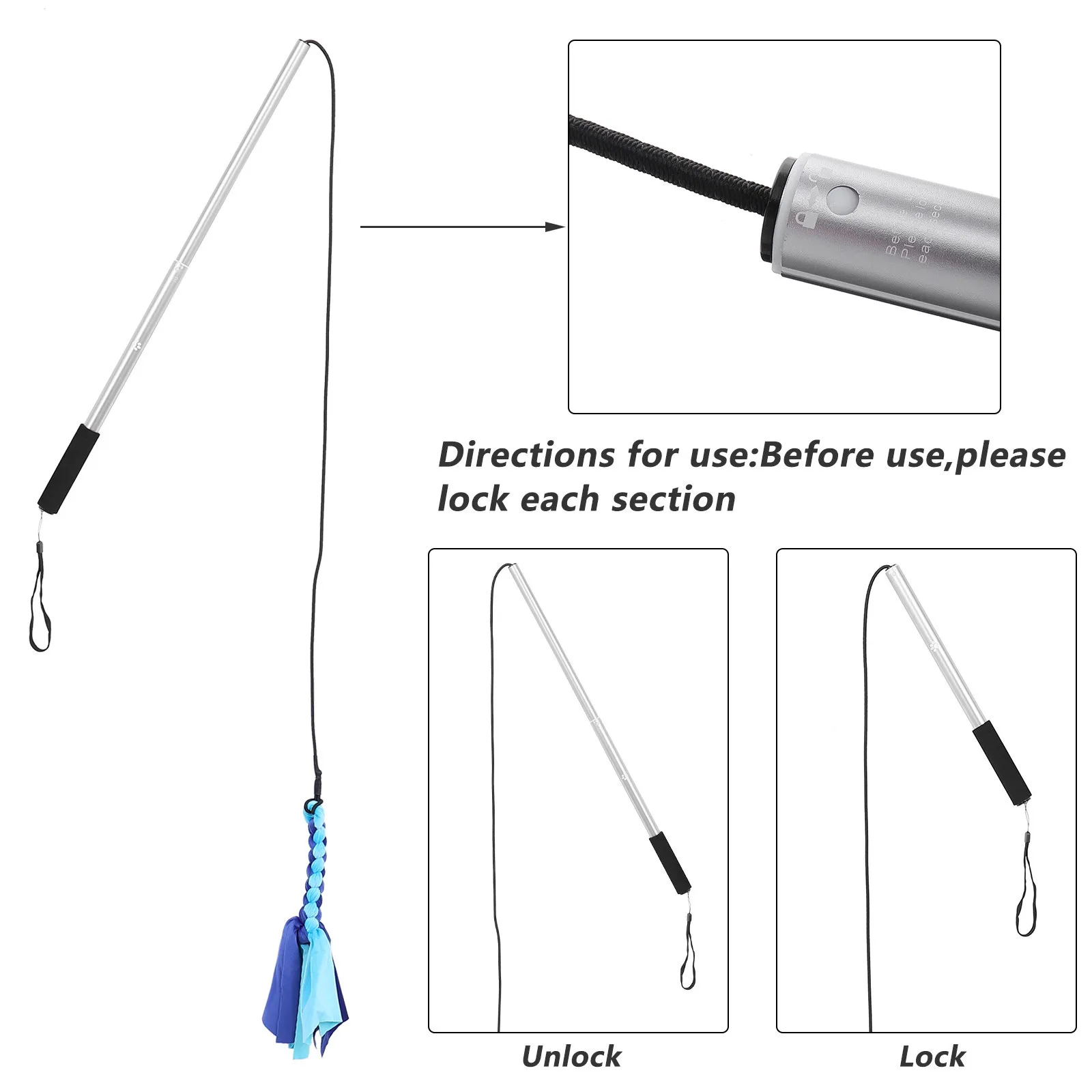 

Telescopic Dog Teaser Stick Aluminum Alloy Puppy Toys Trainer Chasing Tail Pet Toy Durable Lightweight Storage
