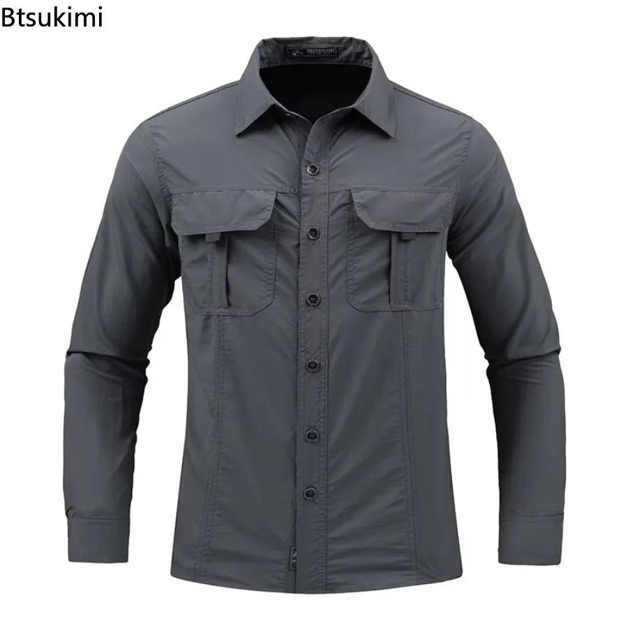 

Men's Oversized Long Sleeve Tactical Shirt Fast Drying Multifunctional Outdoor Work Shirt for Men Breathable Sun Resistant Tops