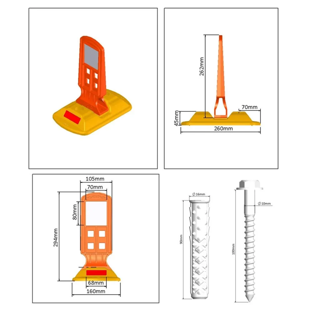 30 X 26 X 16 cm Lane Separation Button Safety Light IP68 PE Aluminium Rubber Metal for Road Traffic Safety Warning Sign Traffic