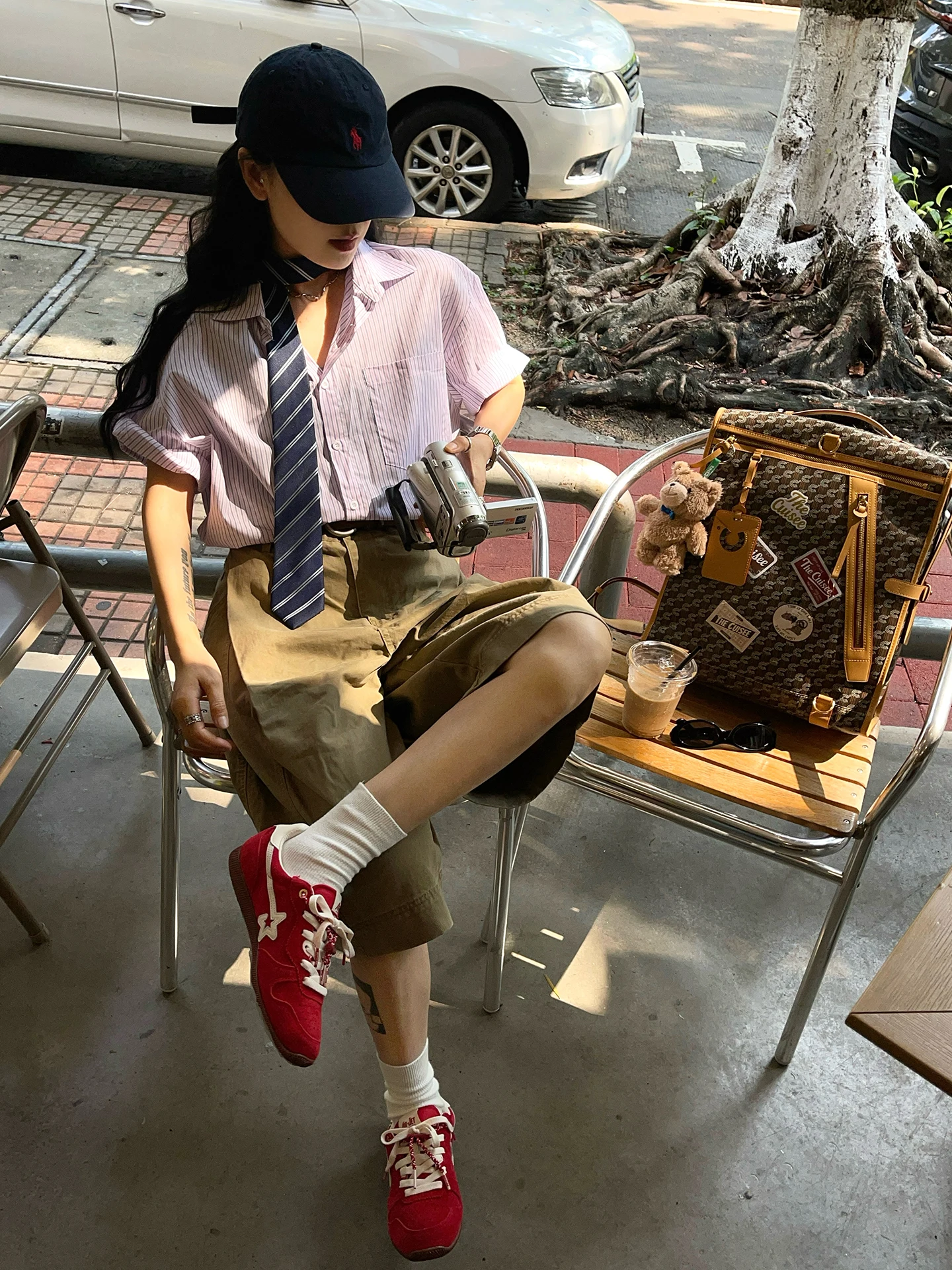 

Casual Striped Short Sleeve Shirt Unisex Loose Fit Summer Cotton Korean Style Pink Stripes Versatile Shirt Men Women Neutral ...