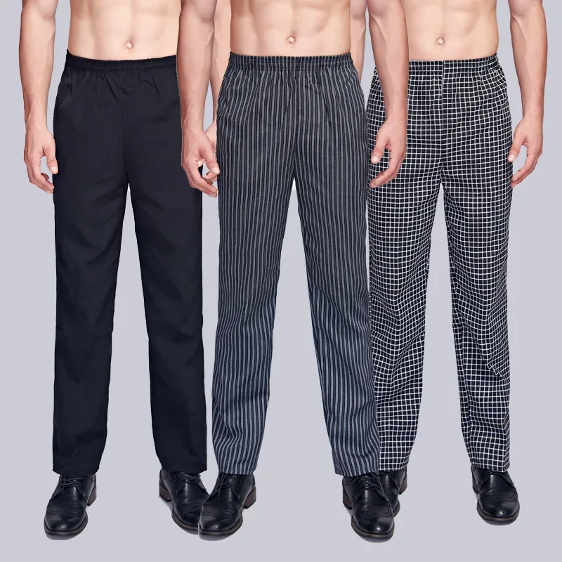 

Unisex Chef Pants Cook Chef Bakery Pants with Elastic Waist Hotel Restaurant Kitchen Chef Work Long Pants Food Service Uniform